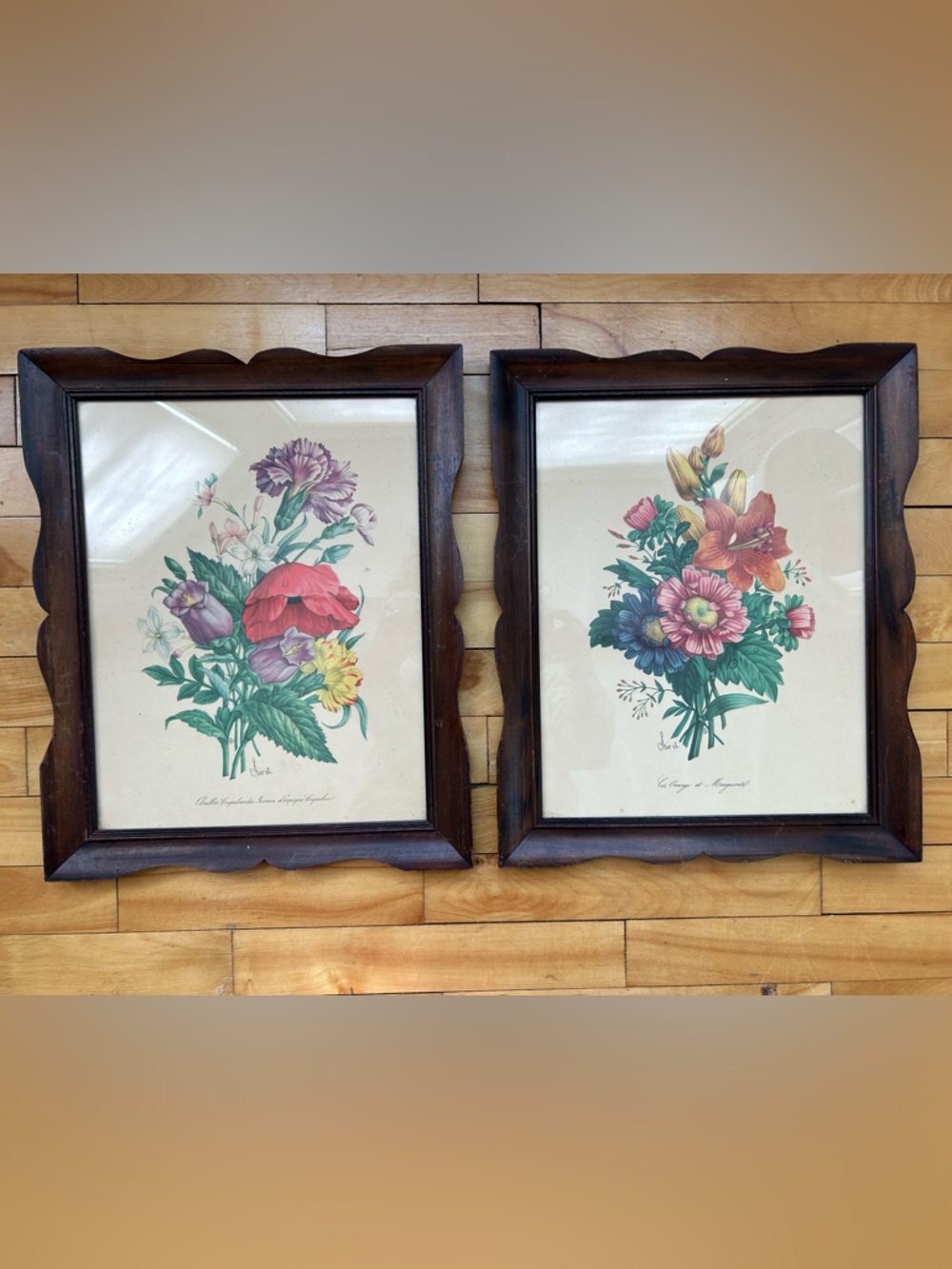 Vintage Floral Art Chirat Bouquet Wall Print French Cottagecore Shabby Chic Two